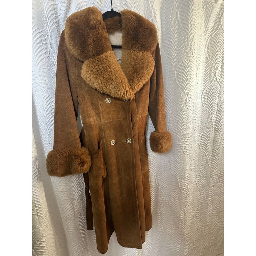Vintage Penny lane style Coat with shearling Trim